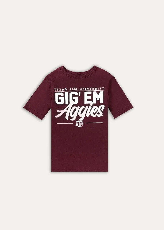 Men's Shirts with Pleated HemlinesTexas A&M Youth Aggies Institutions Slogan Tee