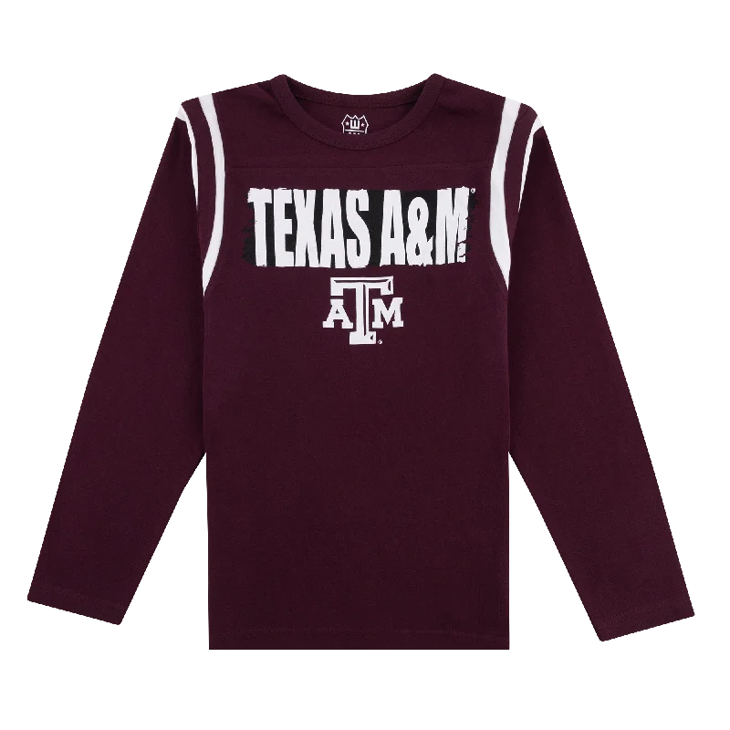 Stylish Men's HenleysTexas A&M Youth Interlock Inset Yoke Long Sleeve Tee