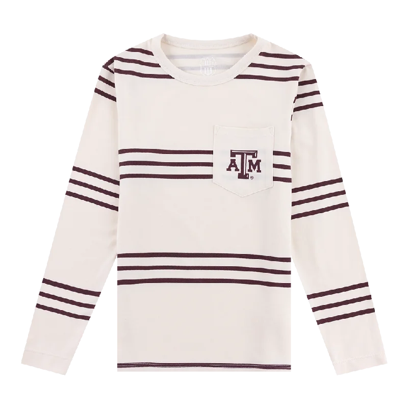 Breathable Men's Mesh TopsTexas A&M Youth Stripe Pocket Long Sleeve Tee