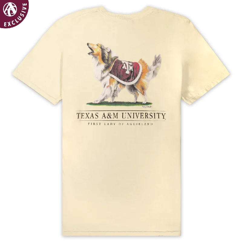 Men's Shirts with Zippered PocketsTexas A&M Hailey Reveille Ivory T-Shirt