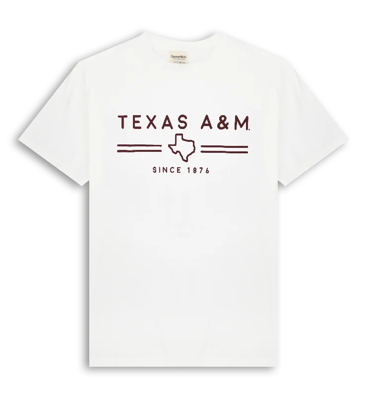 Men's Shirts with Embellished CollarsTexas A&M Simple Lonestar State White T-Shirt