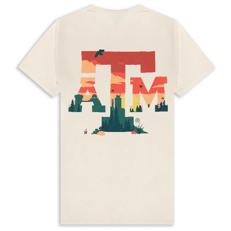 Men's Shirts with Patch PocketsTexas A&M University Colorful ATM Skyline T-Shirt