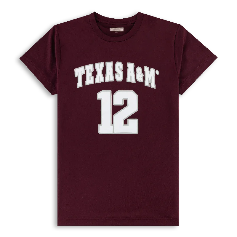 Men's Shirts with Contrast StitchingTexas A&M Basic 12 Performance Tee
