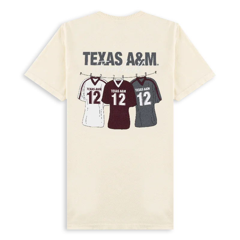 Men's Shirts with Ruffled HemlinesTexas A&M Football Jersey Line T-Shirt
