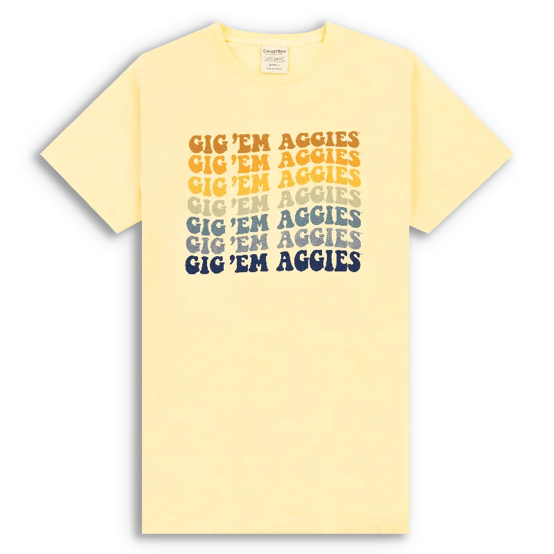 Men's Long-Sleeved ShirtsGig 'Em Aggies On Repeat Yellow T-Shirt