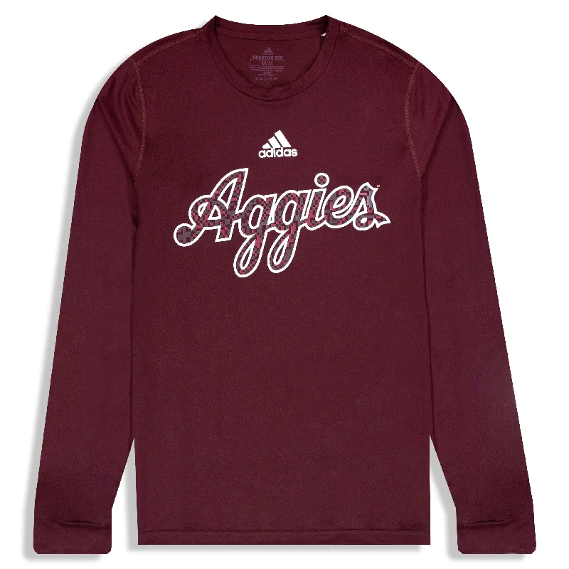 Men's Shirts with Graphic PrintsScript Aggies Creator LS Tee