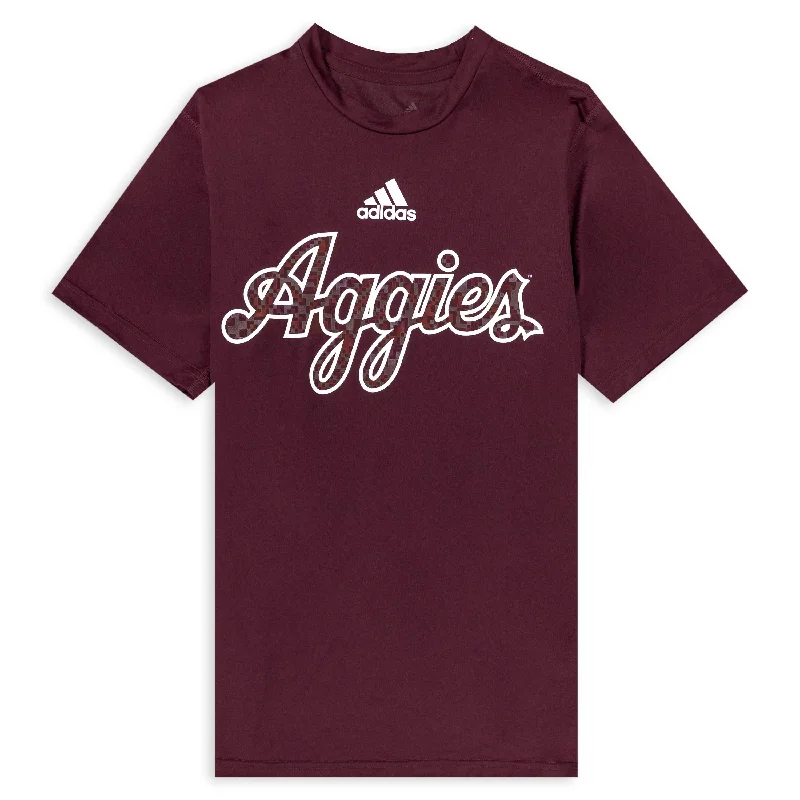 Men's Shirts with Embroidered DesignsTexas A&M Aggies Maroon Script Adidas T-Shirt