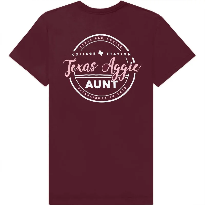 Men's Shirts with Mock NecksTexas A&M Cursive Bella Canvas Aggie Aunt T-Shirt