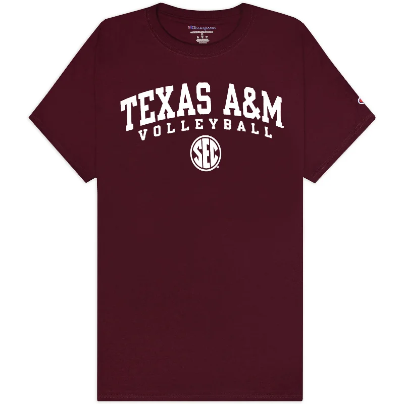 Men's Shirts with Patchwork PatternsTexas A&M Champion Volleyball SEC T-Shirt